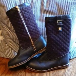 Janie and Jack Harvest Brown Quilted Leather Riding Boots, Girls Size 12